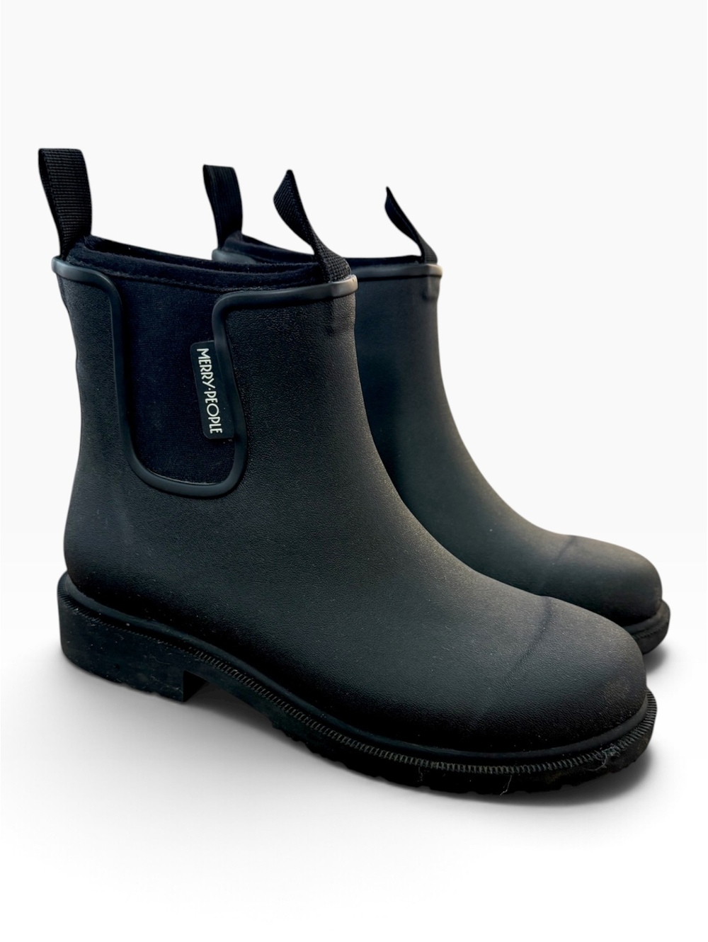 Merry People Bobbi Waterproof Rubber Rain Boots Black - Size EU 38 US Women's 7
